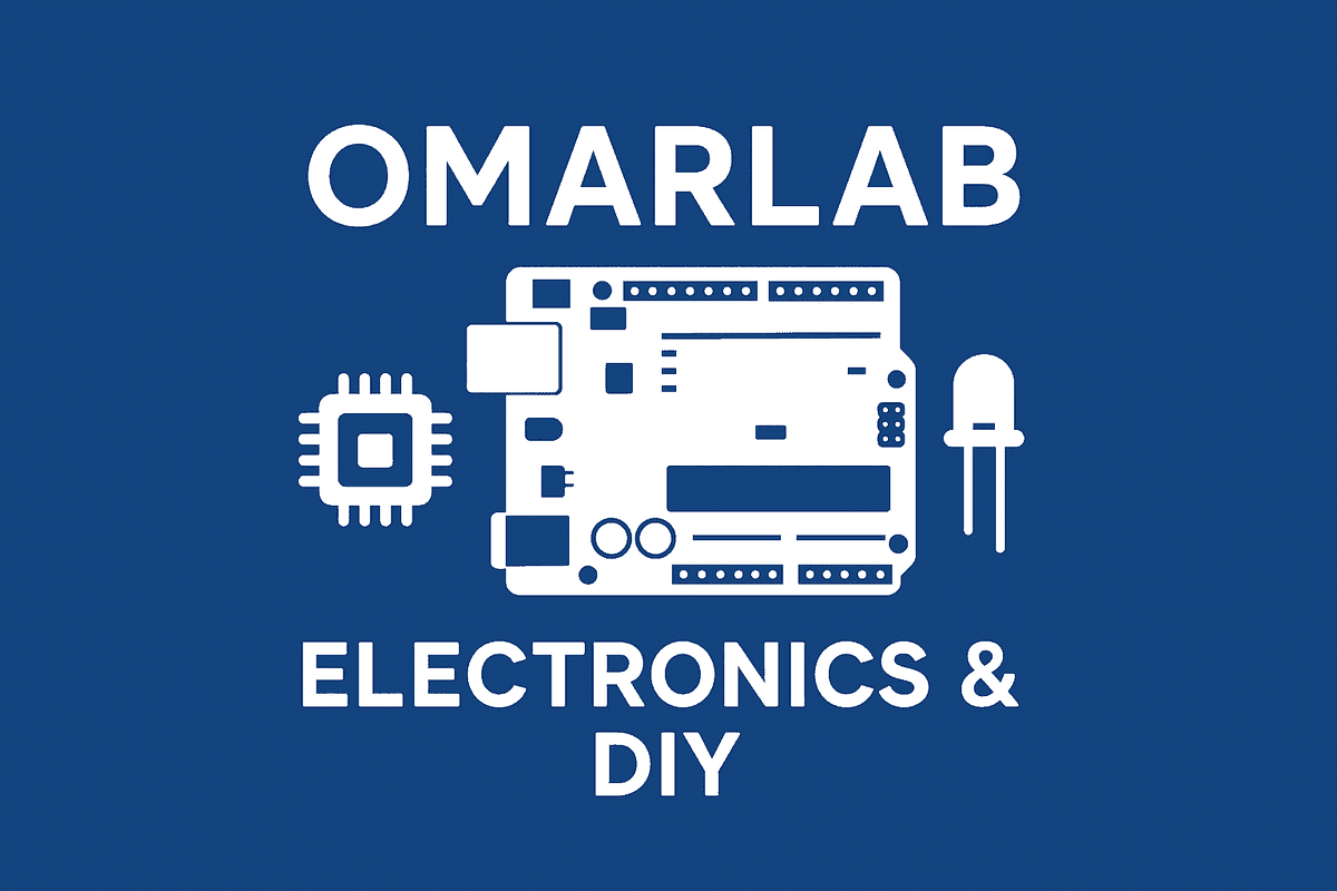 OMARLAB, Electronics and DIY. An Arduino board, a microchip and an LED.